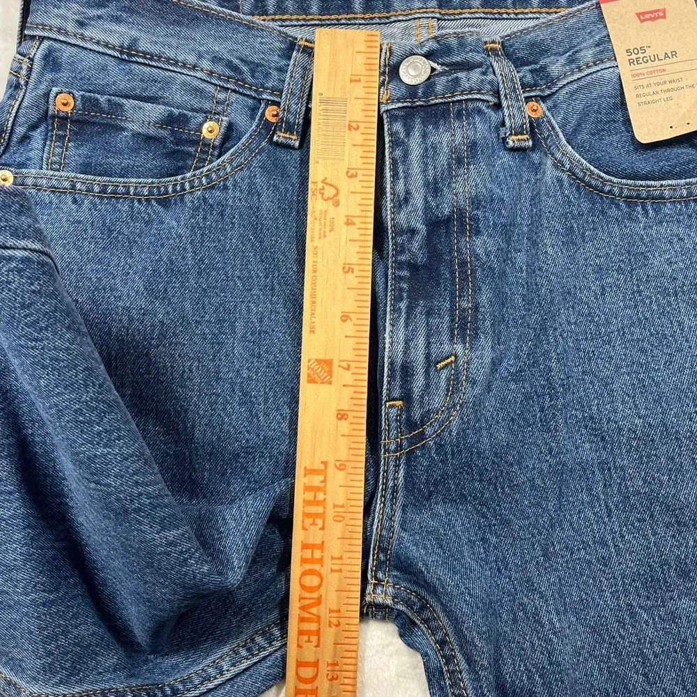 Levi's 505 Regular Fit Mens 33x32 Blue Straight Leg Cotton Jeans 00505-4891